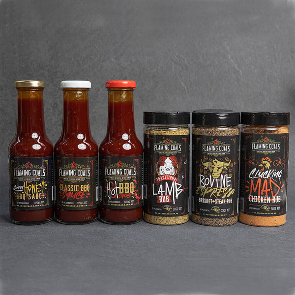 Flaming Coals Rubs and Sauces Combo Pack